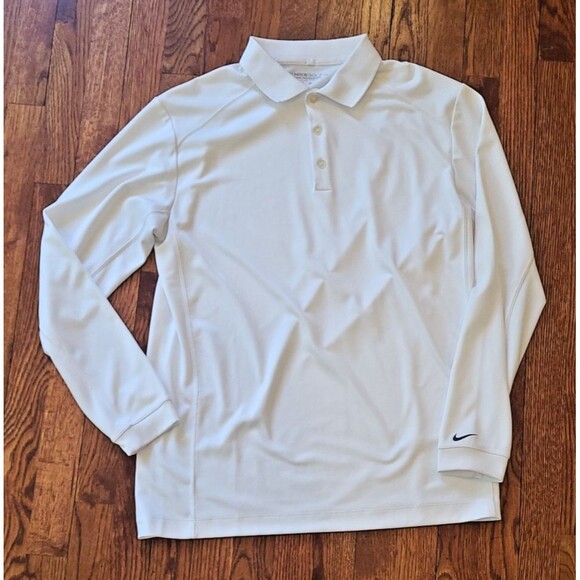 Nike Golf Dri-FIT Tour Performance Polo Shirt Mens Medium White Longsleeve - Picture 1 of 12